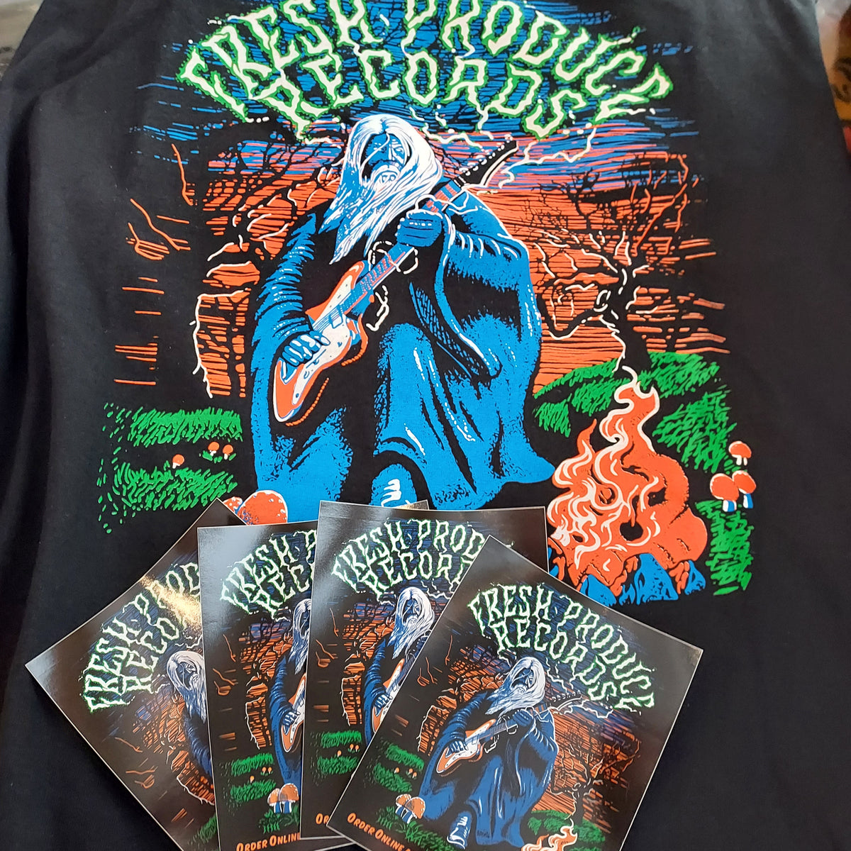 Fresh Produce Records Wizard TShirt + Sticker Bundle Fresh Produce