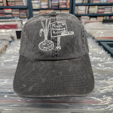 Fresh Produce Records Onion Dude Hat 6 Panel Dad Cap - Black with White Stitching