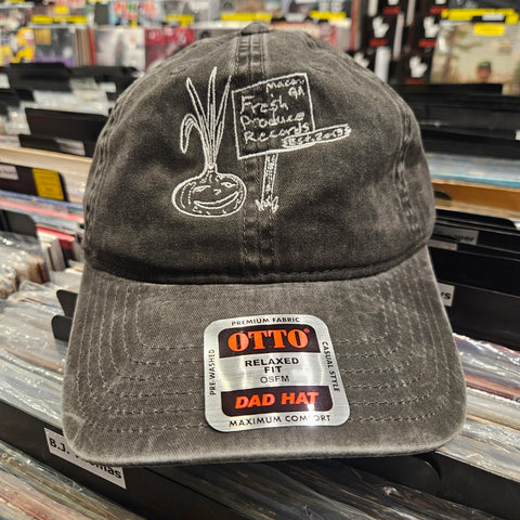 Fresh Produce Records Onion Dude Hat 6 Panel Dad Cap - Black with White Stitching