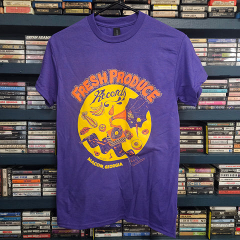 Fresh Produce Records Classic Logo T-Shirt - Lilac Purple & Orange/Yellow