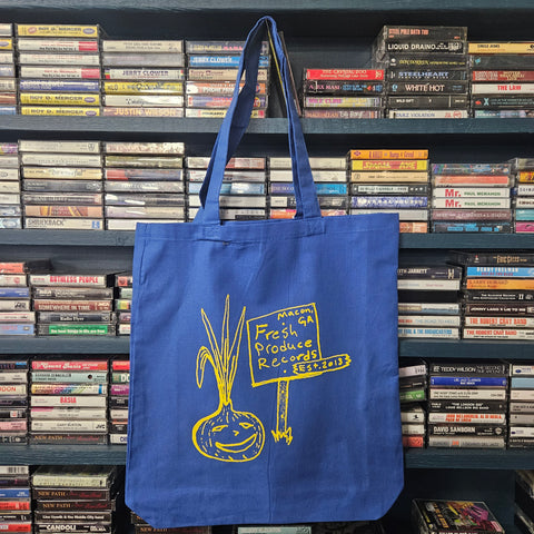 Fresh Produce Records - Record Tote Bag - Onion Dude - Blue with Yellow Print