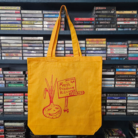 Fresh Produce Records - Record Tote Bag - Onion Dude - Yellow w/ Red Print