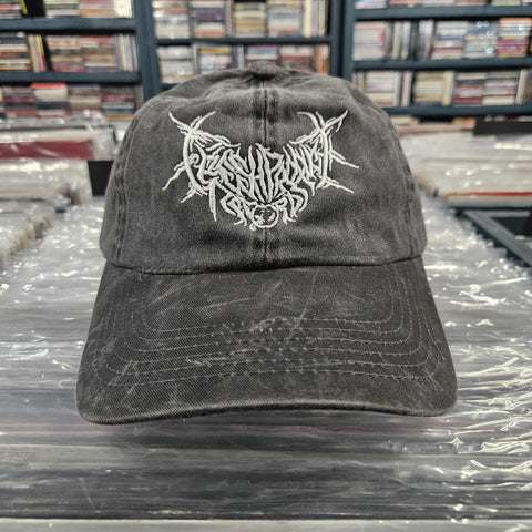 Fresh Produce Records Metal Logo Hat 6 Panel Dad Cap - Black With White Stitching