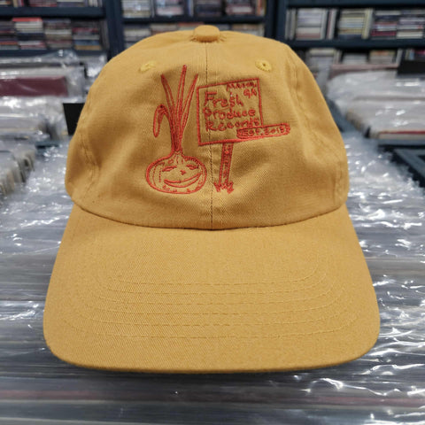 Fresh Produce Records Onion Dude Hat 6 Panel Dad Cap - Yellow with Red Stitching