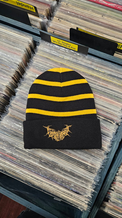 Fresh Produce Records - Metal Beanie - Deluxe Black and Yellow Beanie
