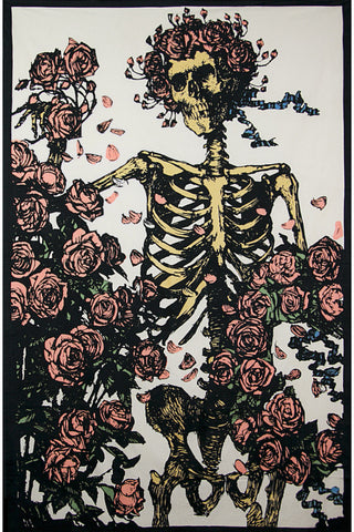 3D Grateful Dead Faded Skeleton & Roses Tapestry 60x90 72009A