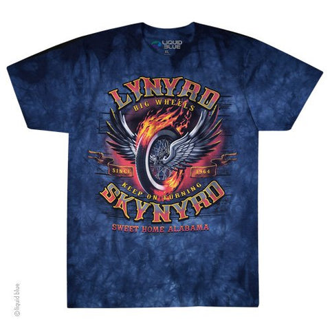 Lynyrd Skynyrd Big Wheels Tie Dye Liquid Blue T-Shirt #11870