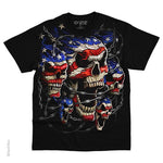 Patriotic Skulls Liquid Blue T-Shirt #31740